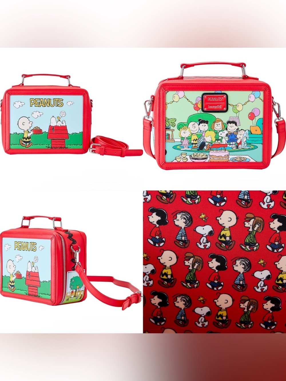 NWOT Loungefly Peanuts Charlie Brown & Snoopy Lunchbox Crossbody